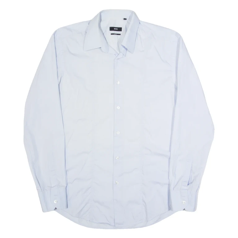 BOSS HUGO BOSS Slim Fit Mens Plain Shirt Blue Long Sleeve L
