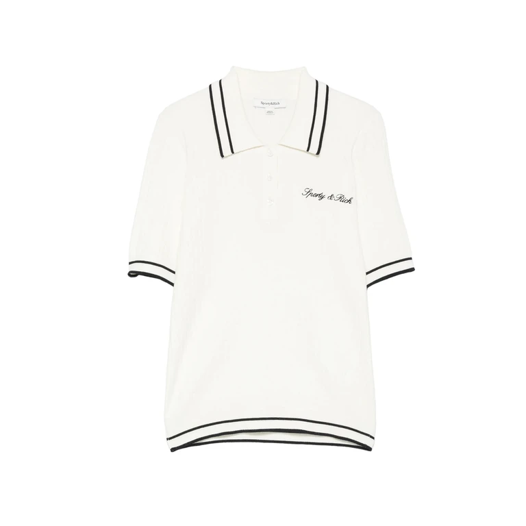 Sporty & Rich Cable-knit Embroidered Polo Shirt
