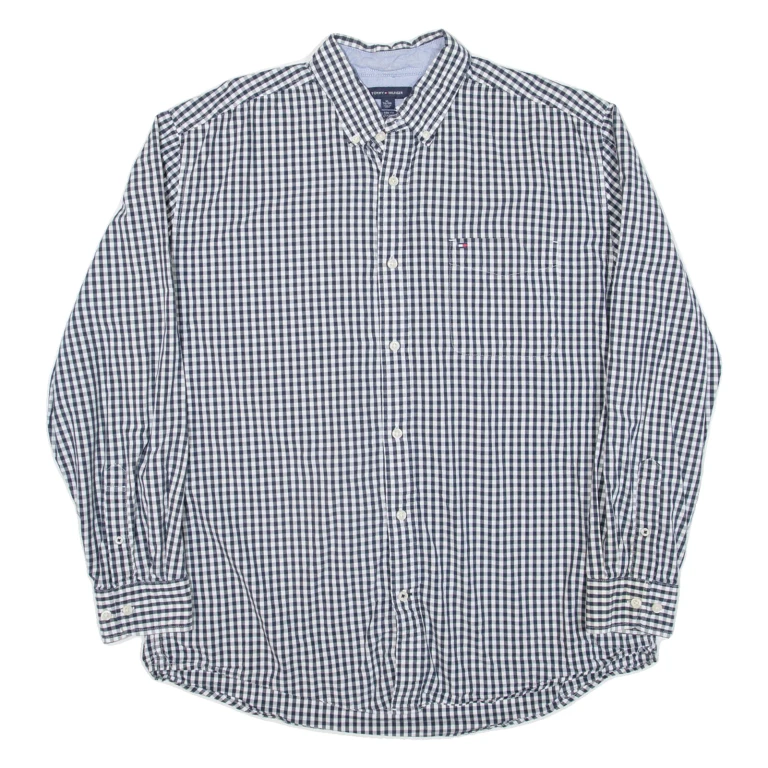 TOMMY HILFIGER Mens Shirt Black Check Long Sleeve XL