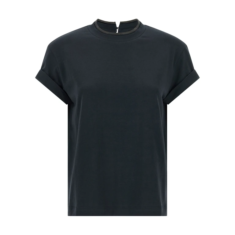Brunello Cucinelli Blue Cotton T-Shirt - Women