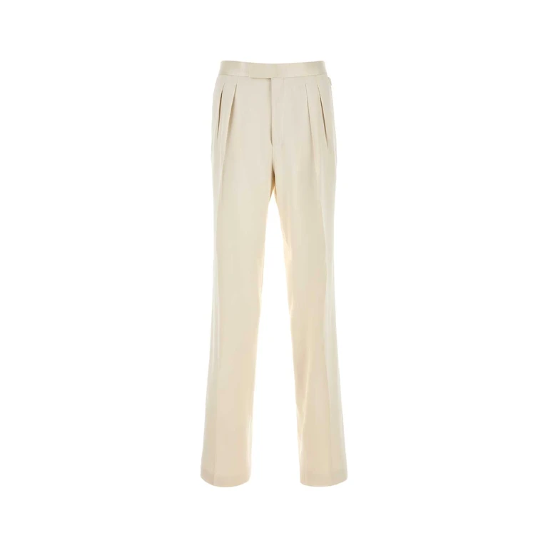 Tom Ford Ivory Satin Pant Exterior: Silk Pantaloni - Men