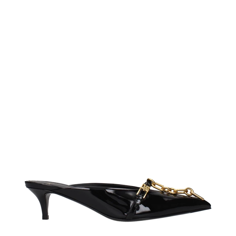 Black Leather Platform Sandals - Women