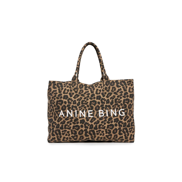 Leo Canvas Tote Black and Brown Leopard One Size