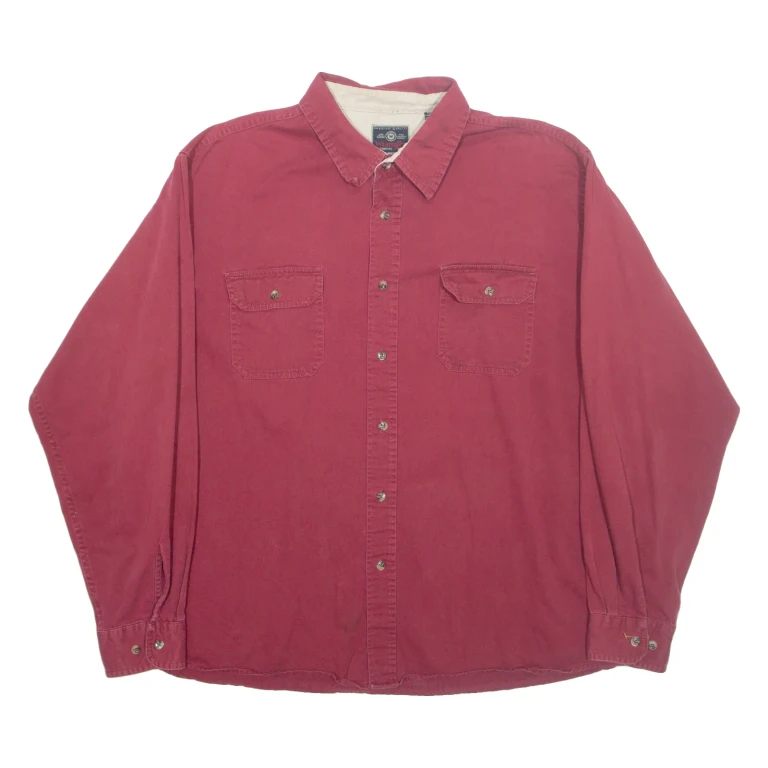 WRANGLER Mens Plain Shirt Maroon Long Sleeve 2XL