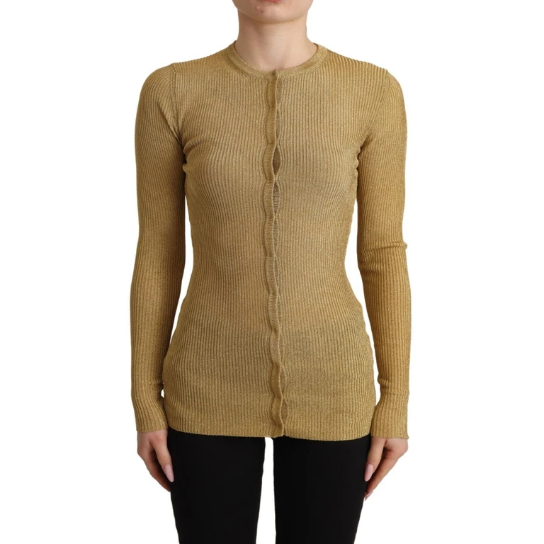 Dolce & Gabbana Gold Viscose Blend Buttons Cardigan Sweater Polyester Clothing - Women