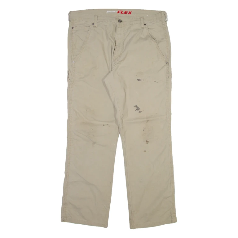 DICKIES Carpenter Mens Trousers Beige Regular Straight W36 L30
