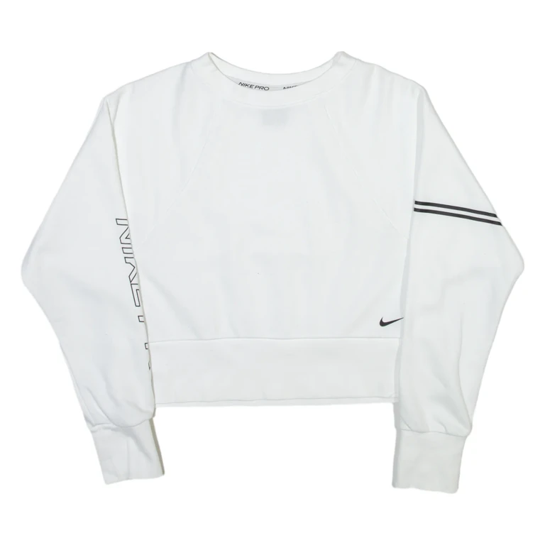 NIKE Womens Sweatshirt White Crew Neck XS