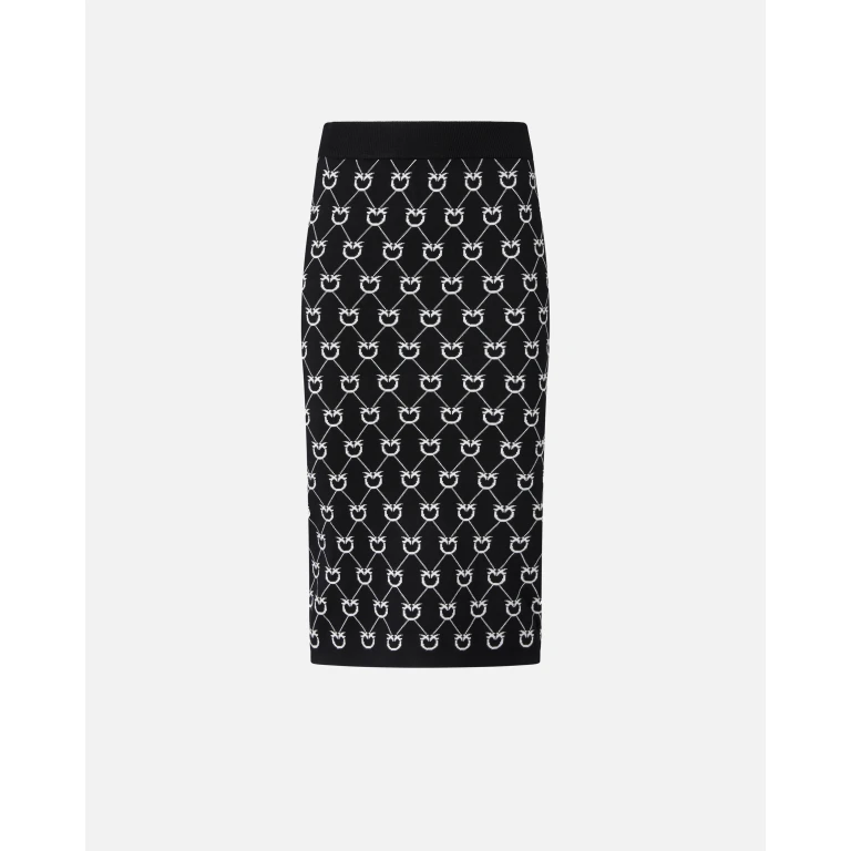 Pinko - Jupe mi-longue en maille Monogram - XS