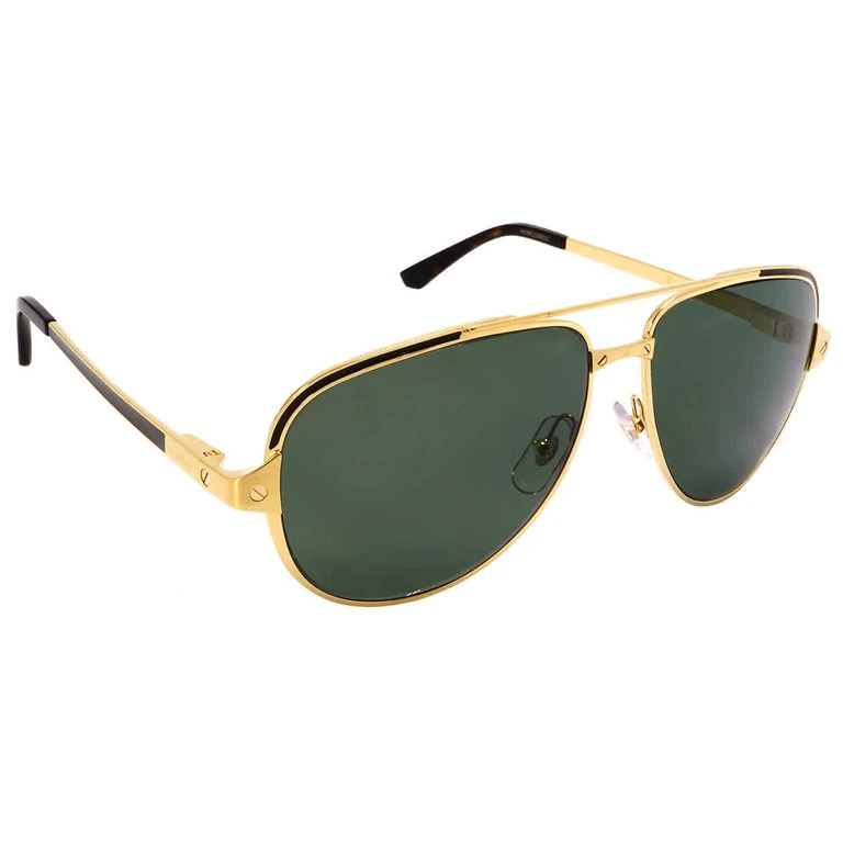 Cartier Santos de Cartier Green Pilot Mens Sunglasses CT0192S 002 60