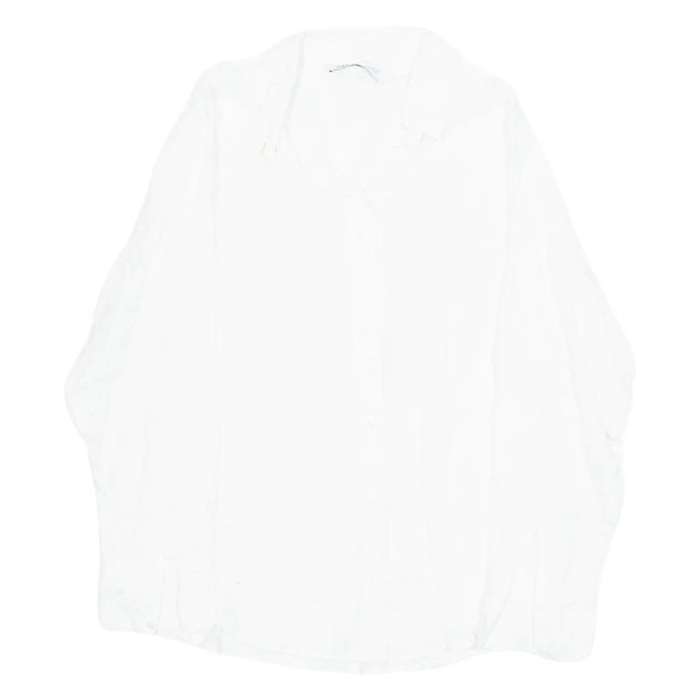ZARA Womens Shirt White Collared 3/4 Sleeve M