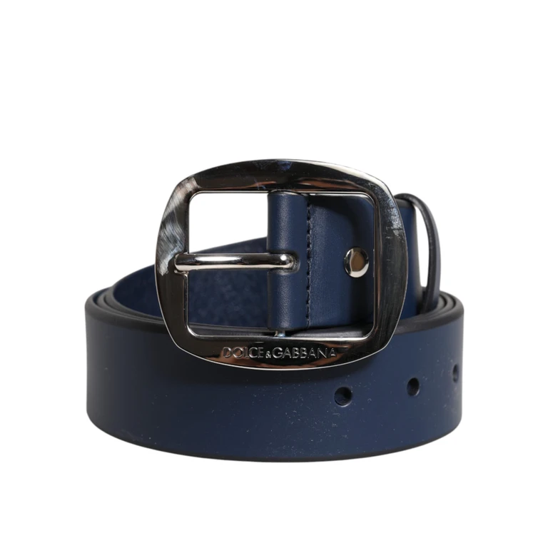Dolce & Gabbana Blue Calf Leather Classic Metal Buckle Belt - Men