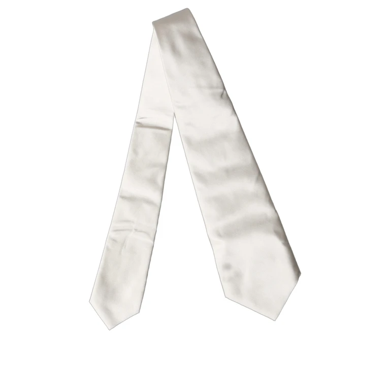Dolce & Gabbana Off White Solid Silk Adjustable Women Tied Necktie Tie - Women