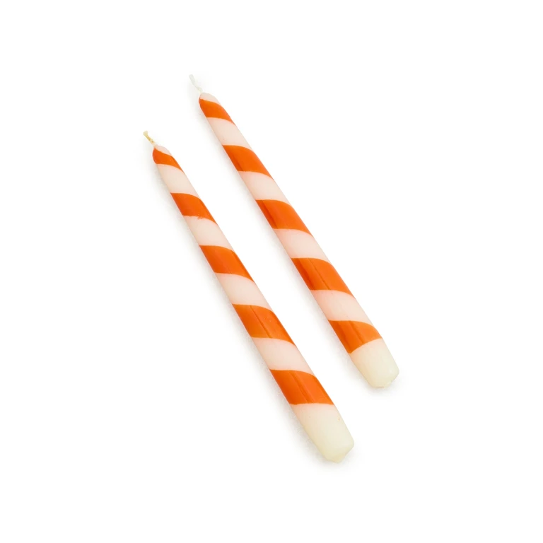 Striped Candles Set Orange/White One Size