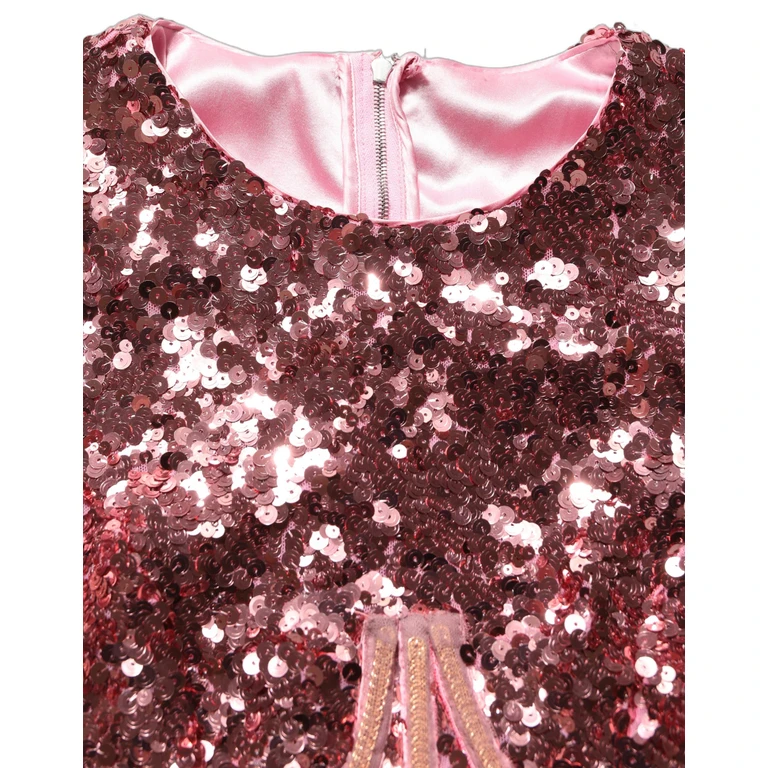 Pink Long Sequined Corset Detailing Gown Dress Nylon Elastane - Women
