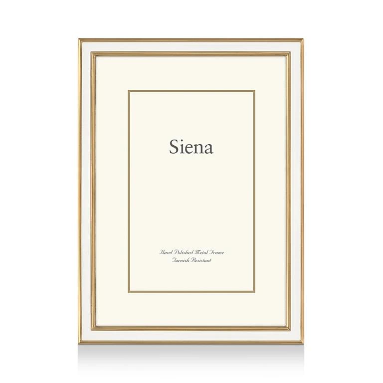 Siena White Enamel with Gold Frame, 8 x 10