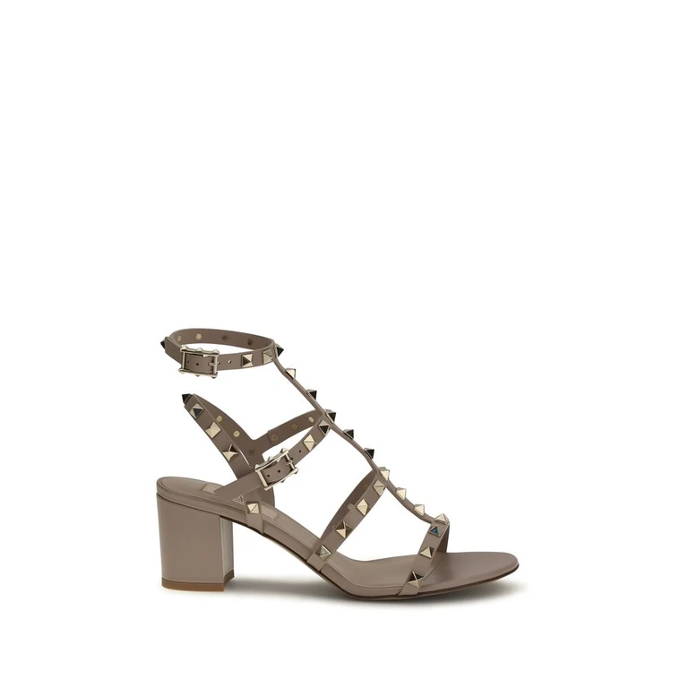 Valentino Garavani Beige Calf Leather Bos Taurus Strap-On Sandals - Women
