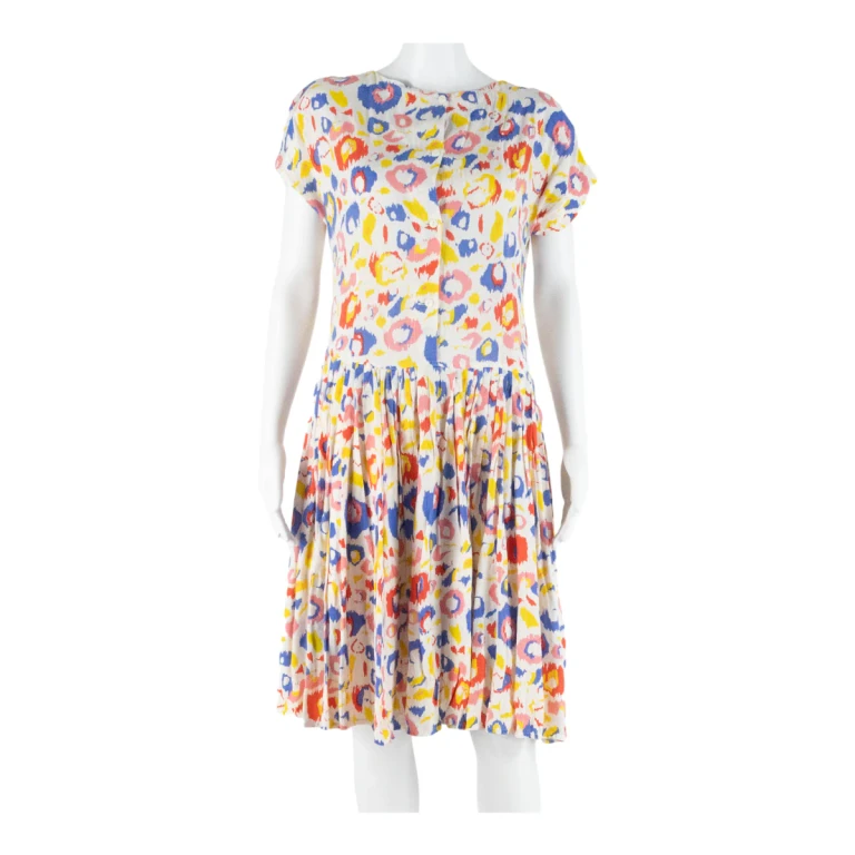Womens Day Dress White Crazy Pattern Sleeveless Knee Length L