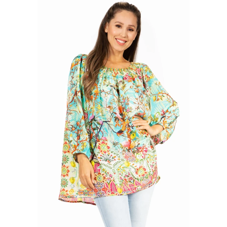 Sakkas Darsy Women's Floral Print Top - Pirate Boho Style
