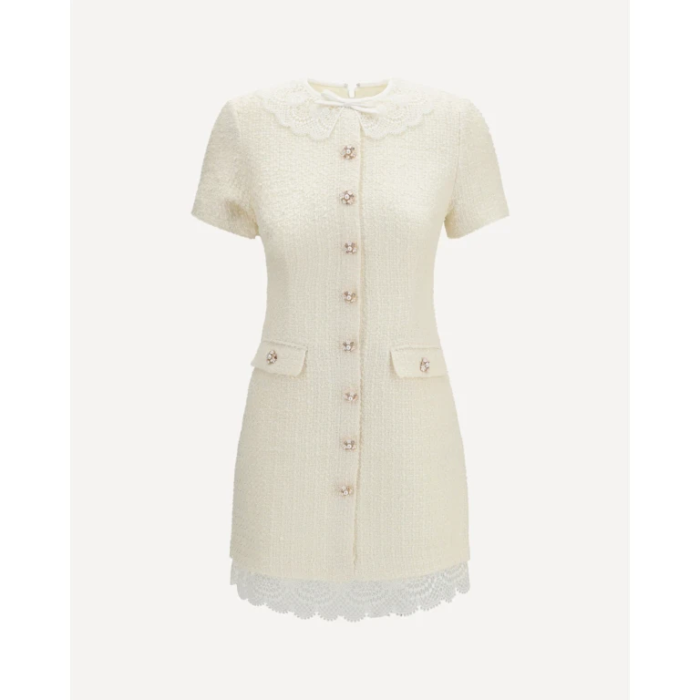 Tailored mini Dress with bouclé lace inserts Female 12