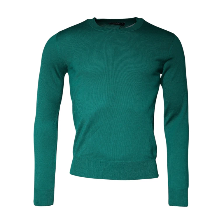 Dolce & Gabbana Green Wool Knit Crew Neck Pullover Sweater Virgin Clothing - Men