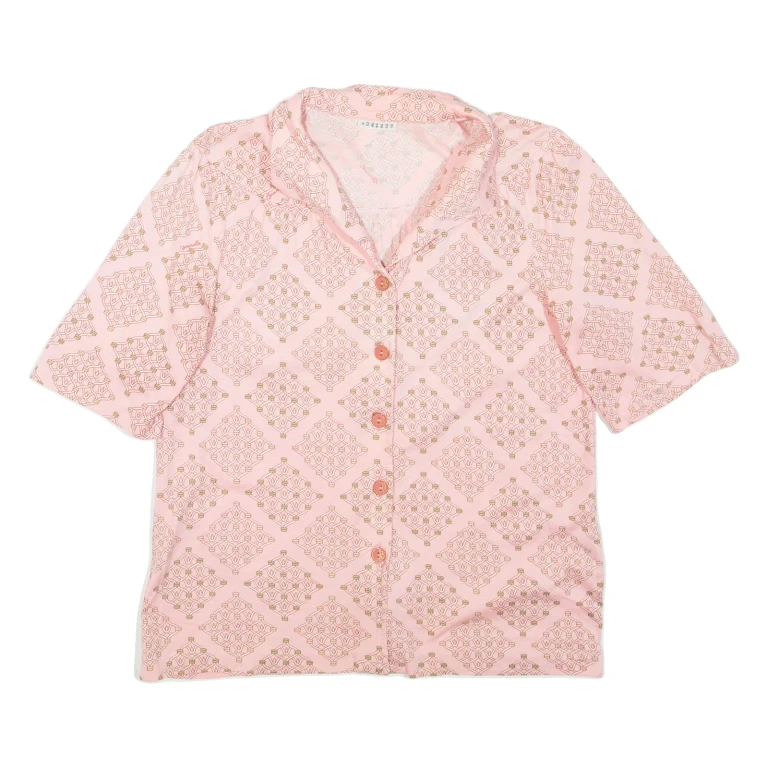 Womens Printed Top Pink Collared Geometric M