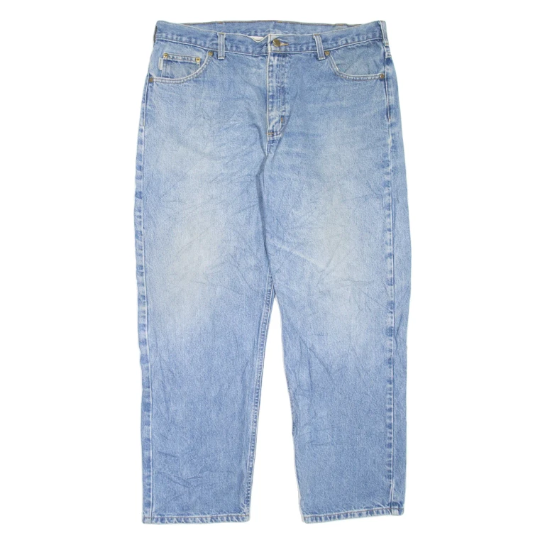 CARHARTT Workwear Mens Jeans Blue Regular Tapered Stone Wash W37 L30