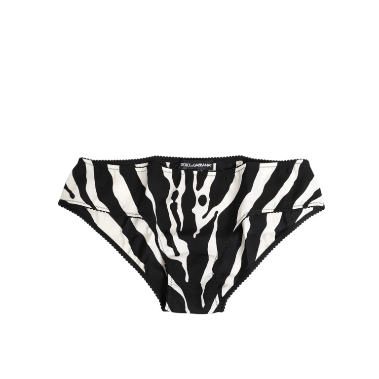 Black White Zebra Print Slip Briefs Underwear Black/white Silk Clothing - Women
