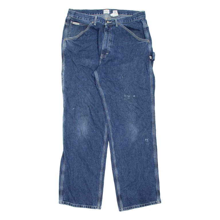 CALVIN KLEIN JEANS Womens Jeans Blue Relaxed Straight Stone Wash W34 L32