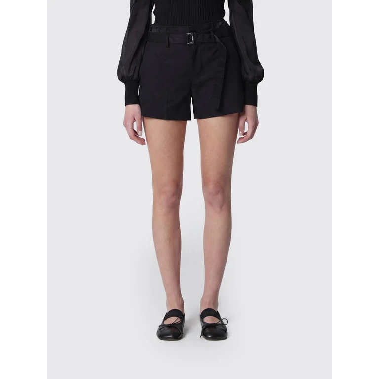 Mid-Rise Wool-Blend Shorts with Adjustable Belt (2608291NY001)
