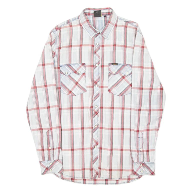 LEE Mens Shirt Red Check Long Sleeve L