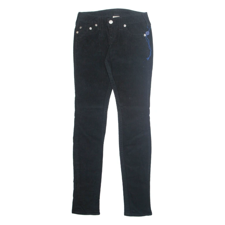 TRUE RELIGION Womens Corduroy Trousers Black Regular Skinny W25 L33