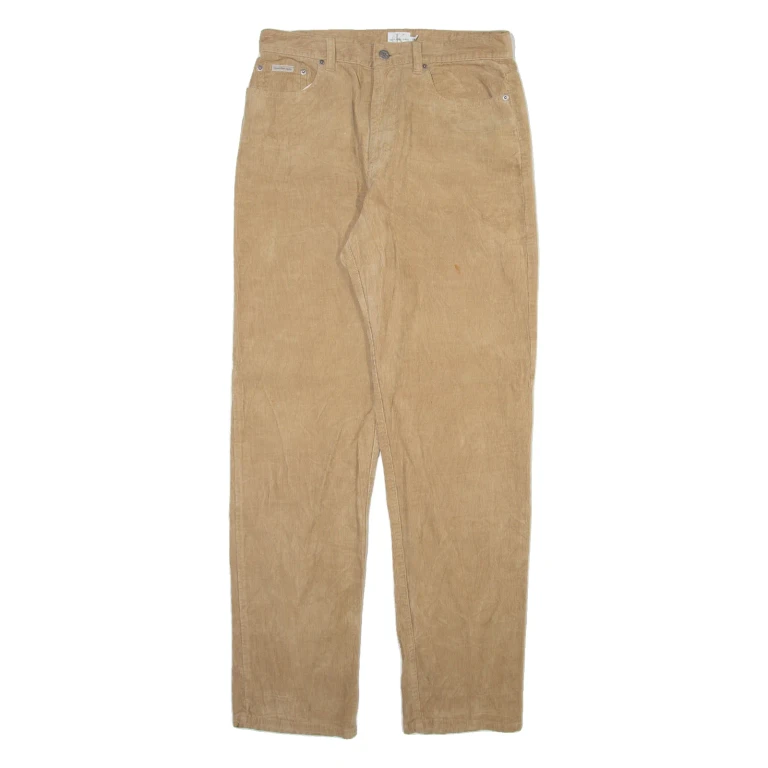 CALVIN KLEIN Womens Corduroy Trousers Beige Regular Straight W32 L32