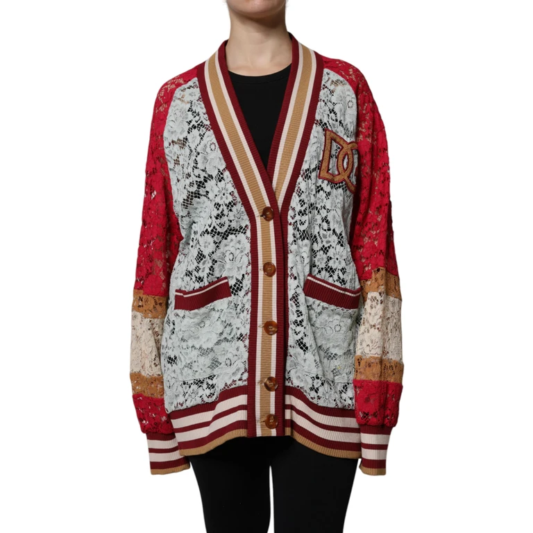 Dolce & Gabbana Multicolor Floral Lace Cardigan Sweater Cotton Viscose Nylon Clothing - Women