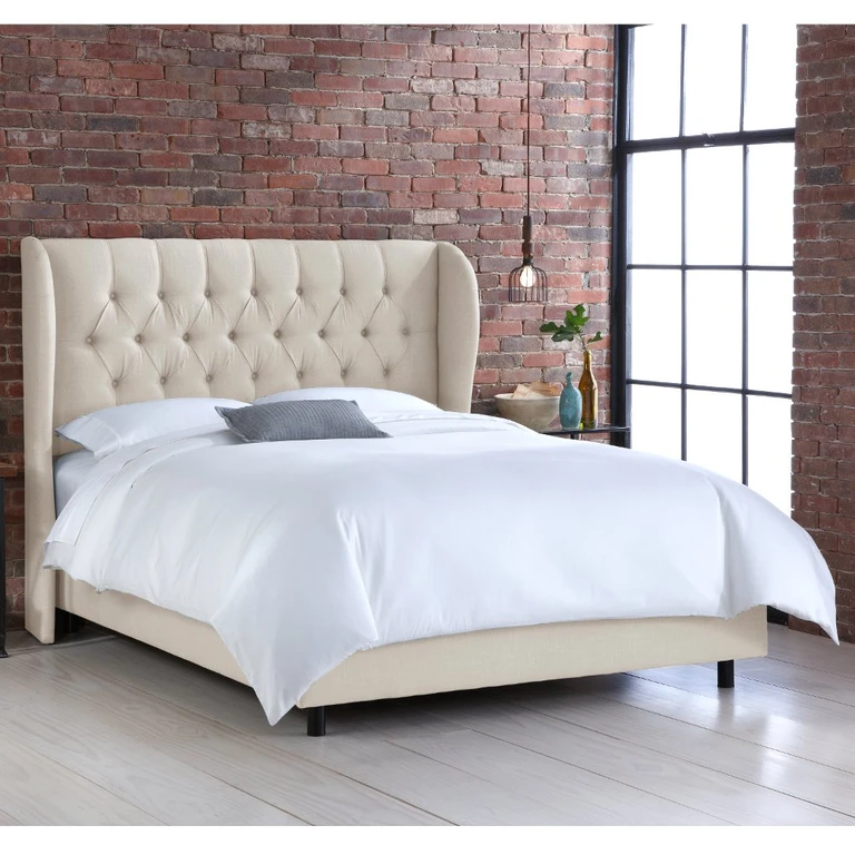 Izzy Cream Sloped Wingback Queen Bed - Skyline Furniture