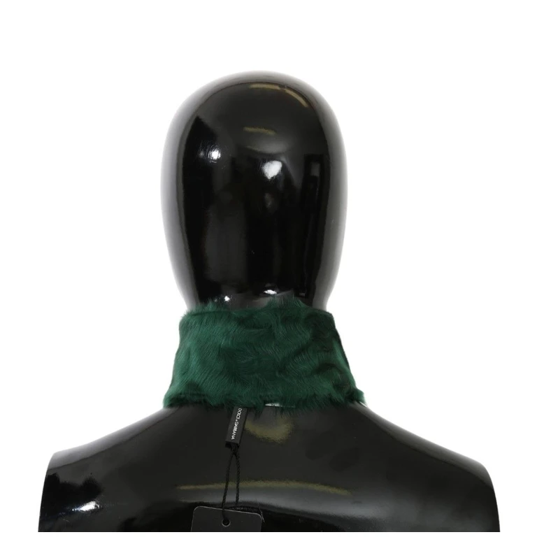 Green Fur Neck Collar Wrap Lambskin Scarf - Women