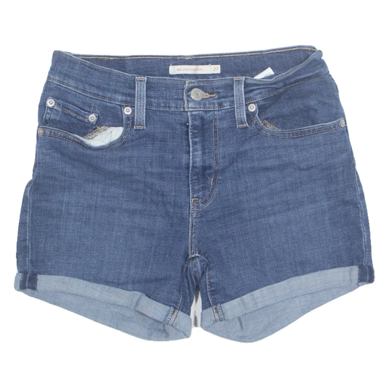 LEVI'S Turn Up Womens Denim Shorts Blue Relaxed S W26