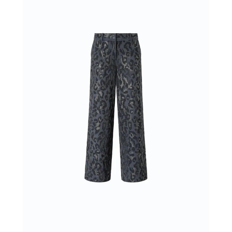 Pantalon wide leg à imprimé léopard et micro-strass - 36