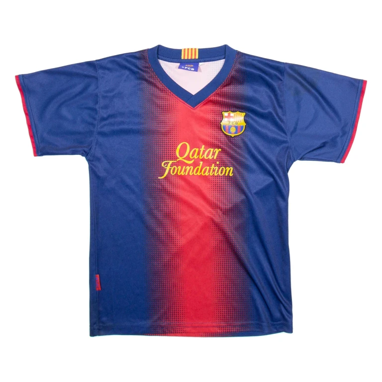 FCB Fc Barcelona Mens Football Shirt Jersey Blue V-Neck XS