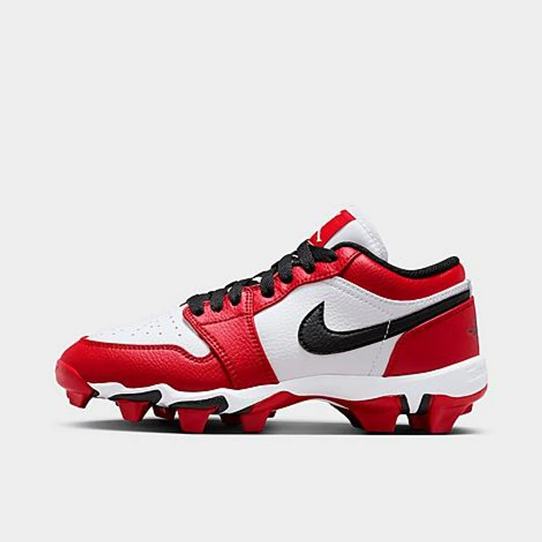 Big Kids Air Retro 1 Low Cleats in White/Black/Gym Red Size: 1.0