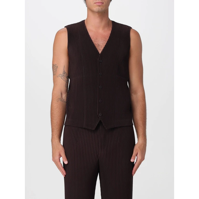 HOMME PLISSE' ISSEY MIYAKE Button-Front Pleated Waistcoat Homme Plissé Issey Miyake in Technical Crêpe (HP66JE15718)