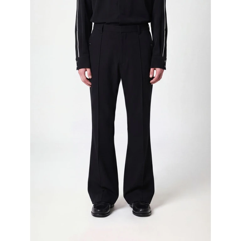 Flared Stretch Technical Fabric Trousers with Elasticated Waist (SX224BLK)
