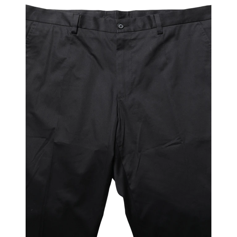 Dolce & Gabbana Black Cotton Tapered Leg Dress Trouser Pants Elastane - Men