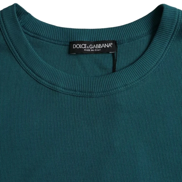 Dolce & Gabbana Blue Green Cotton Round Neck Short Sleeves T-Shirt - Men