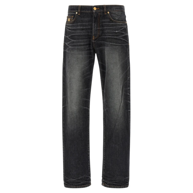 Black Cotton Straight-Leg Jeans Clothing - Men
