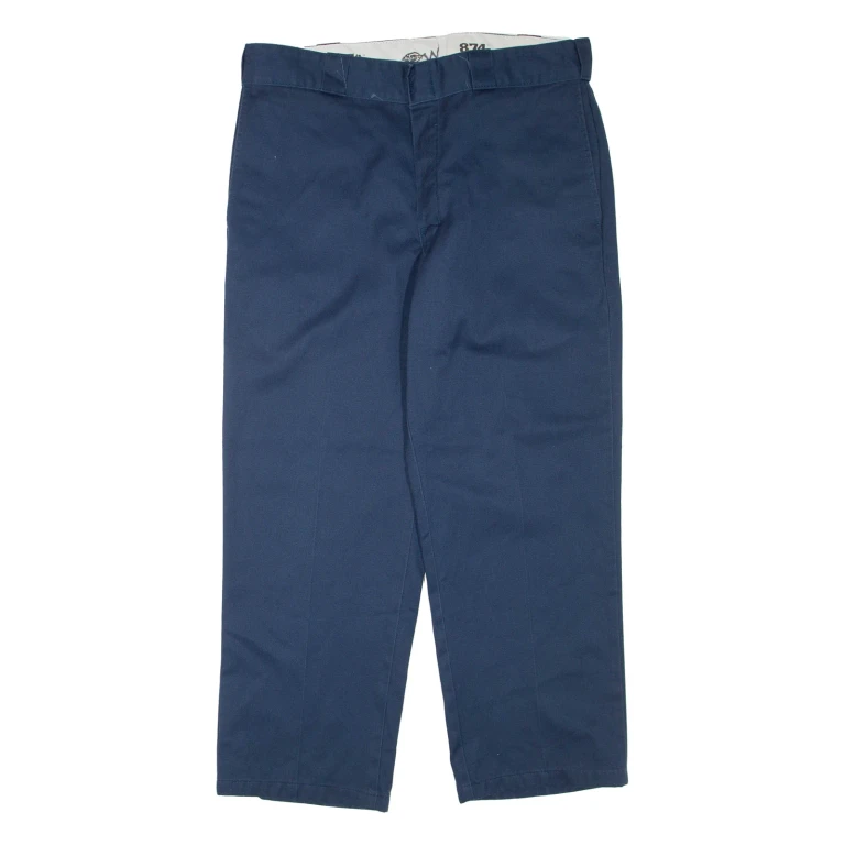 DICKIES Mens Trousers Blue Regular Straight W34 L26