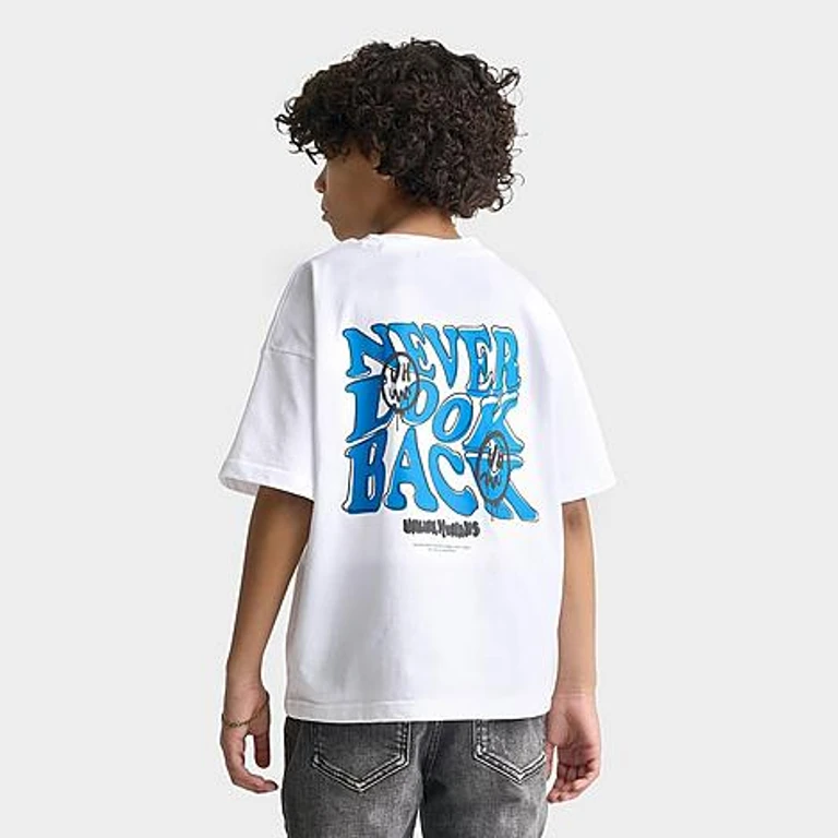 Unlike Humans Big Kids Never Look Back T-Shirt in Optic White Size: Small