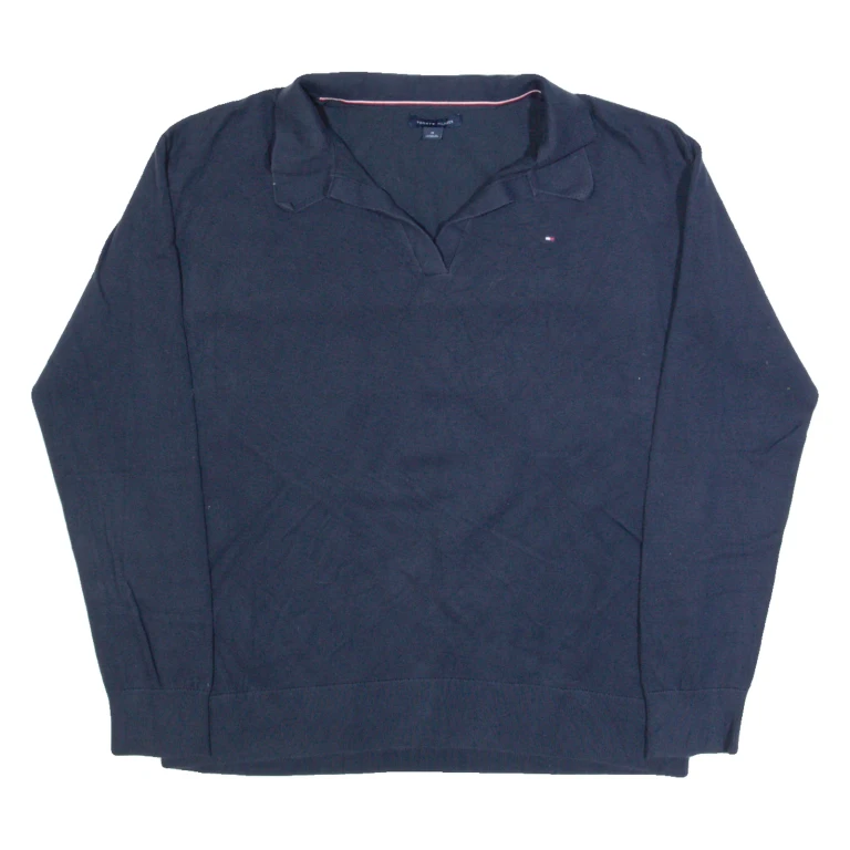 TOMMY HILFIGER Mens Jumper Blue Collared Tight Knit M
