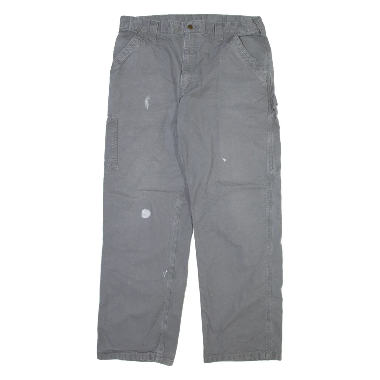 CARHARTT Carpenter Mens Trousers Grey Relaxed Straight W36 L32