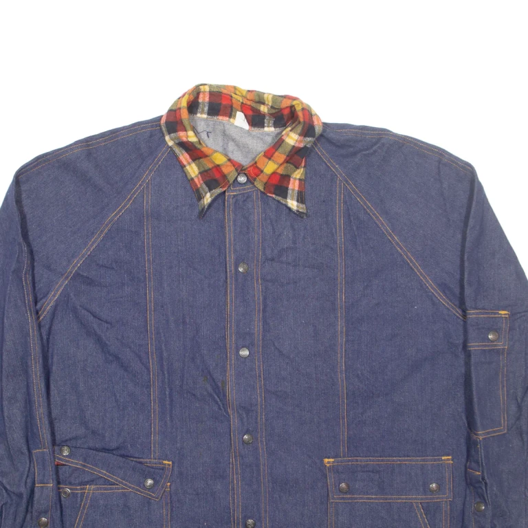 Check Womens Denim Jacket Blue 2XL