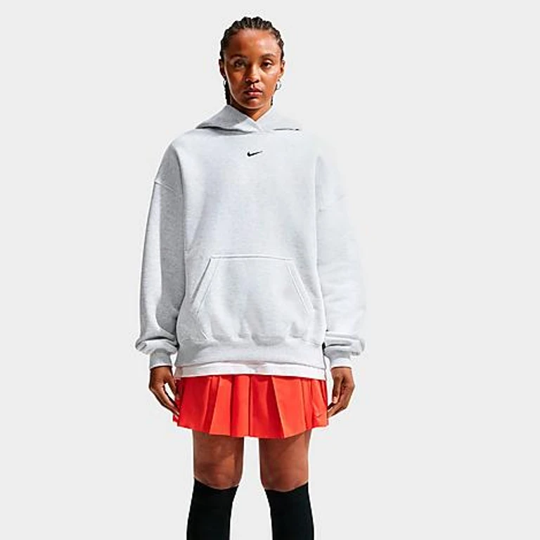 Studio Fleece Medium-Weight Oversized Pullover Hoodie in Birch Heather/Black